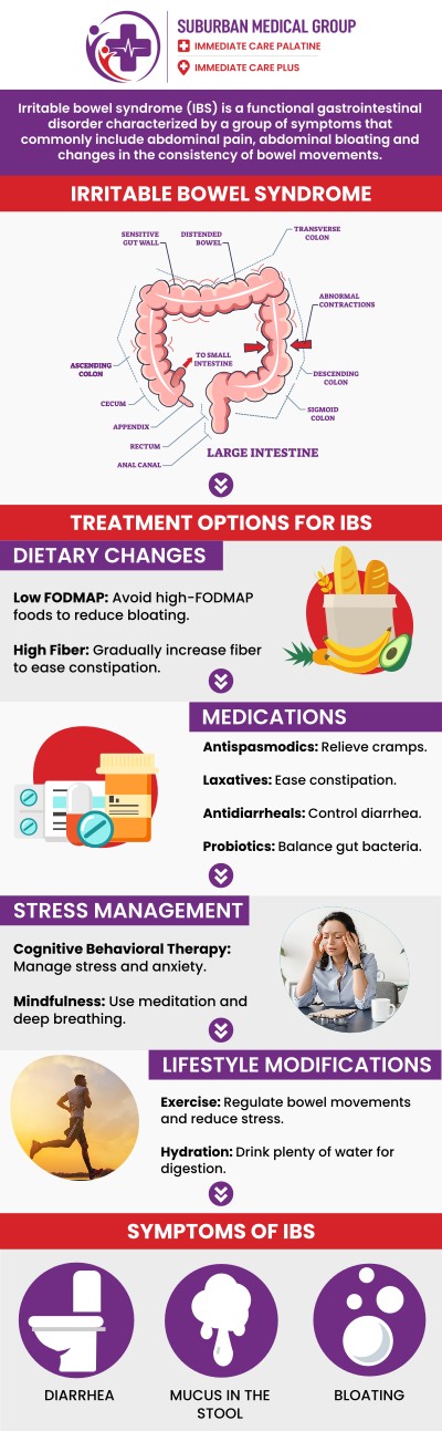 Common questions asked by patients: What are the common symptoms of irritable bowel syndrome (IBS)? When should I see a doctor for irritable bowel syndrome (IBS)? Can irritable bowel syndrome (IBS) cause stomach pain and bloating? What triggers irritable bowel syndrome (IBS) symptoms? For more information, contact us or book an appointment online. We are located at 371 W Northwest Hwy, Palatine, IL 60067. We serve patients from Palatine IL, Rolling Meadows IL, Arlington Heights IL, Mount Prospect IL, and surrounding cities. Common questions asked by patients: What are the common symptoms of irritable bowel syndrome (IBS)? When should I see a doctor for irritable bowel syndrome (IBS)? Can irritable bowel syndrome (IBS) cause stomach pain and bloating? What triggers irritable bowel syndrome (IBS) symptoms? For more information, contact us or book an appointment online. We are located at 371 W Northwest Hwy, Palatine, IL 60067. We serve patients from Palatine IL, Rolling Meadows IL, Arlington Heights IL, Mount Prospect IL, and surrounding cities.
