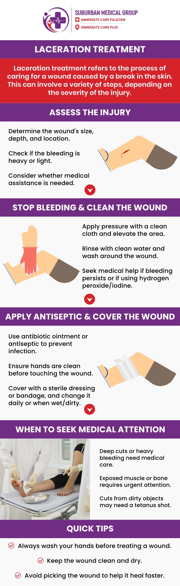 Common questions asked by patients: What is the difference between a cut and a laceration? When should a cut or laceration require medical attention? How are deep cuts and lacerations treated in a clinic? What are the signs of infection in a wound or laceration? For more information, contact us or book an appointment online. We are conveniently located at 693 W Boughton Rd, Bolingbrook, IL 60440. We serve patients from Bolingbrook IL, Romeoville IL, Naperville IL, and Woodridge IL, and surrounding cities. Common questions asked by patients: What is the difference between a cut and a laceration? When should a cut or laceration require medical attention? How are deep cuts and lacerations treated in a clinic? What are the signs of infection in a wound or laceration? For more information, contact us or book an appointment online. We are conveniently located at 693 W Boughton Rd, Bolingbrook, IL 60440. We serve patients from Bolingbrook IL, Romeoville IL, Naperville IL, and Woodridge IL, and surrounding cities.