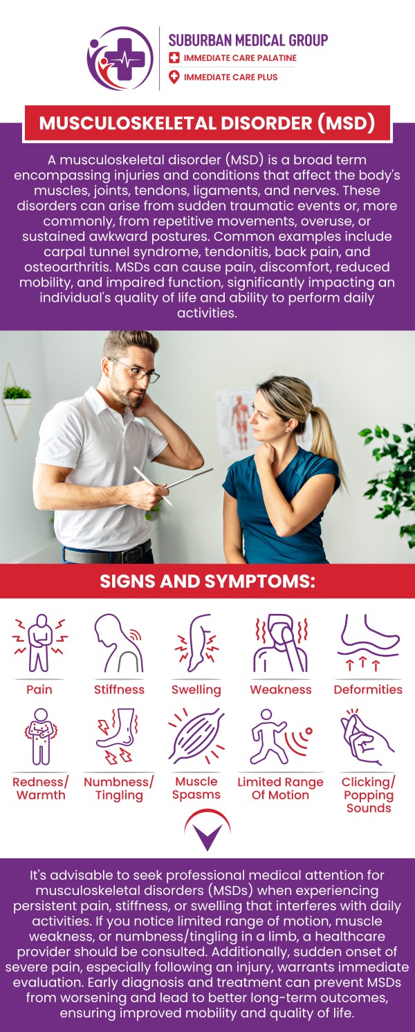 Common questions askee by patients: What are the common symptoms of musculoskeletal disorders? What causes musculoskeletal pain in muscles, bones, or joints? When should I see a doctor for musculoskeletal discomfort? Can musculoskeletal disorders be treated without surgery? For more information, contact us or book an appointment online. We are conveniently located at 888 E Main St, East Dundee, IL 60118. We serve patients from East Dundee IL, West Dundee IL, Sleepy Hollow IL, Gilberts IL, and surrounding cities. Common questions askee by patients: What are the common symptoms of musculoskeletal disorders? What causes musculoskeletal pain in muscles, bones, or joints? When should I see a doctor for musculoskeletal discomfort? Can musculoskeletal disorders be treated without surgery? For more information, contact us or book an appointment online. We are conveniently located at 888 E Main St, East Dundee, IL 60118. We serve patients from East Dundee IL, West Dundee IL, Sleepy Hollow IL, Gilberts IL, and surrounding cities.