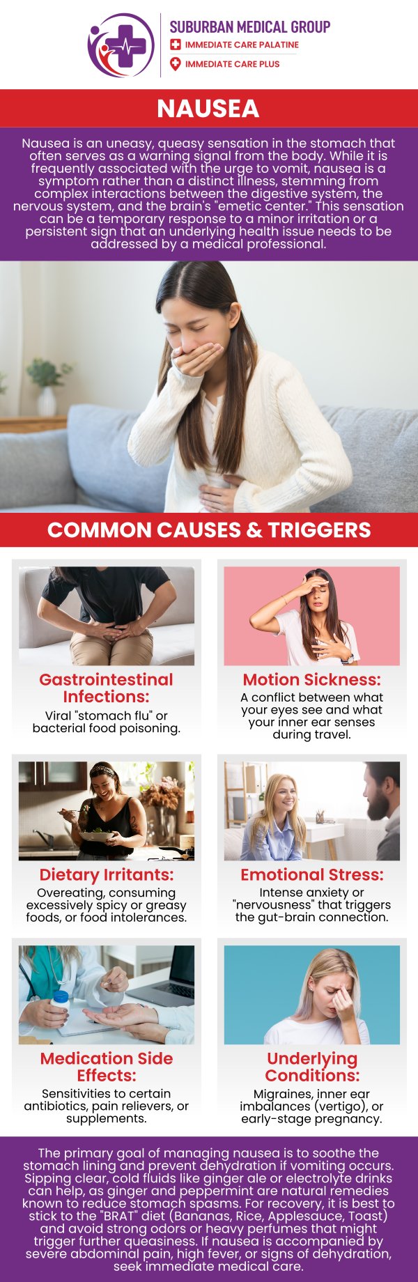 Common questions asked by patients: What are the common causes of nausea? When should I be concerned about persistent nausea? Can nausea be a sign of an underlying medical condition? What home remedies can help relieve nausea? How is nausea treated in urgent care or a clinic? For more information, contact us or book an appointment online. We are conveniently located at 693 W Boughton Rd, Bolingbrook, IL 60440. We serve patients from Bolingbrook IL, Romeoville IL, Naperville IL, Woodridge IL, and surrounding cities. Common questions asked by patients: What are the common causes of nausea? When should I be concerned about persistent nausea? Can nausea be a sign of an underlying medical condition? What home remedies can help relieve nausea? How is nausea treated in urgent care or a clinic? For more information, contact us or book an appointment online. We are conveniently located at 693 W Boughton Rd, Bolingbrook, IL 60440. We serve patients from Bolingbrook IL, Romeoville IL, Naperville IL, Woodridge IL, and surrounding cities.