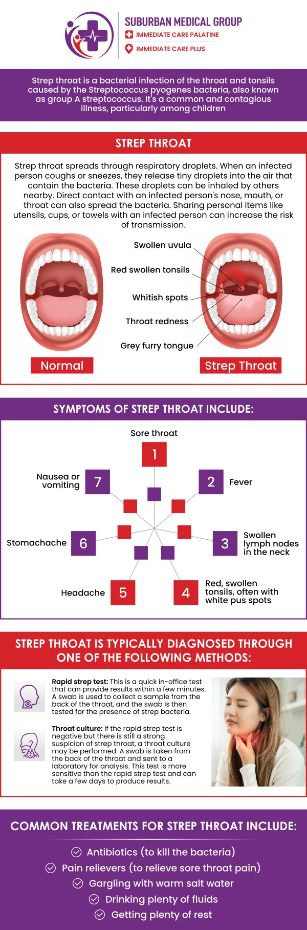 Common questions asked by patients: What is strep throat and what causes it? What are the common symptoms of strep throat? How long does it take to recover from strep throat? How contagious is strep throat? For more information, contact us or book an appointment online. We are conveniently located at 888 E Main St, East Dundee, IL 60118. We serve patients from East Dundee IL, West Dundee IL, Sleepy Hollow IL, Gilberts IL, and surrounding cities. Common questions asked by patients: What is strep throat and what causes it? What are the common symptoms of strep throat? How long does it take to recover from strep throat? How contagious is strep throat? For more information, contact us or book an appointment online. We are conveniently located at 888 E Main St, East Dundee, IL 60118. We serve patients from East Dundee IL, West Dundee IL, Sleepy Hollow IL, Gilberts IL, and surrounding cities.